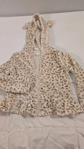 Girls Btween Furry Hooded Leopard Print Jacket Size 4T - Picture 1 of 8