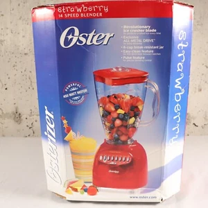 OSTER 6674 6 Cup Jar Pulse Ice Crusher Strawberry Red 450 Watt New in Box - Picture 1 of 6
