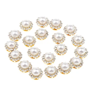 20 Pieces Faux Pearl Flatback Buttons Embellishment Wedding Jewelry Making - Picture 1 of 20