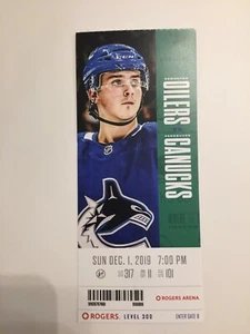 VANCOUVER CANUCKS VS EDMONTON OILERS DECEMBER 1, 2019 TICKET STUB - Picture 1 of 1
