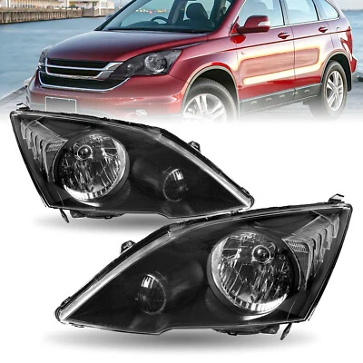 For 2007-2011 Honda CRV CR-V EX LX Black Headlights Assembly Clear Corner Lamps - Image 1 of 4