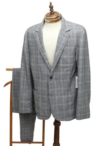 NWT Corridor NY Gray Glencheck Wool Flannel Lined Blazer & Trousers Suit XL 34W - Picture 1 of 11