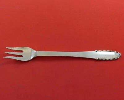 Beaded by Georg Jensen Sterling Silver Cocktail Fork / Oyster Fork 6" Heirloom Foto 1 de 2