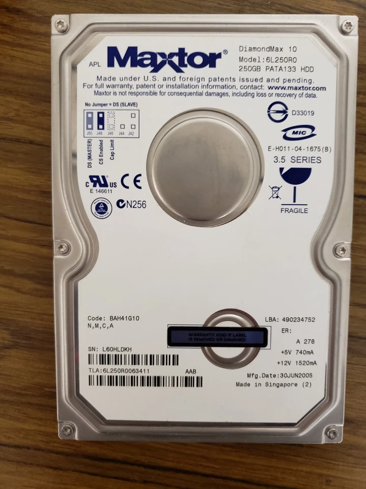 MAXTOR 6L250R0 250GB UDMA/133 7200RPM 16MB HARD DRIVE - Image 1 of 1