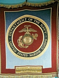 Department Of The Navy United States Marines Woven Throw/ Blanket 44” X 56” - Picture 1 of 7