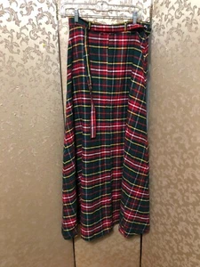 Vintage Red Yellow Multi-Color Plaid Tartan Maxi Skirt Size 15 16 6 8 - Picture 1 of 4