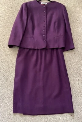 Traje clásico de lana púrpura Evan Picone años 70 para mujer pequeño Granniecore buen estado Foto 1 de 4