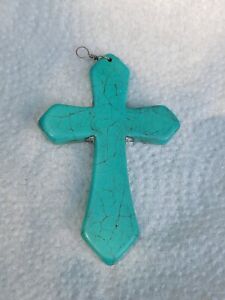 Jewelry Cross Pendant Howlite Turquoise 3" Pendant Cross Shaped Jewelry Making