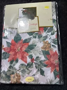 Benson Mills Winter Garden Printed Fabric Tablecloth 70” Round Christmas NEW VTg - Picture 1 of 3