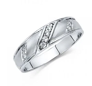 14k White Gold  Men's Wedding band Lab-Diamond Solid White Gold - all size - Picture 1 of 2