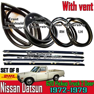 FOR DATSUN 620 With Vent Cab Pickup Weatherstrip Rubber Complete Set Seal x8 New Foto 1 de 4