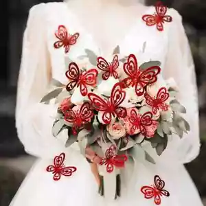 3D Rot Schmetterlinge 24er Set Hochzeitdeko Wanddeko Tisch Ornament Valentinstag - Bild 1 von 7