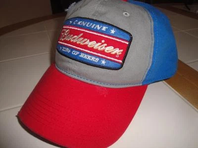 Distressed-Look BUDWEISER KING OF BEERS HAT Relaxed Red/White/Gray/Blue Patch - Image 1 of 4