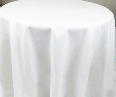70 inch White Tablecloth Round Solid Plain Table Cloth Wedding Party Decoration  - Image 1 of 4