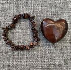 Red Tigers Eye crystal heart and bracelet