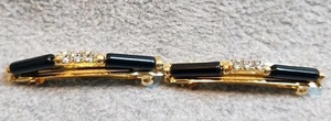 Vintage Rhinestone & Black Bead Hair Barrette Haur Accessory 2.25" - Picture 1 of 6