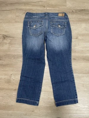 Pantalones de mezclilla capri para mujer G by Guess talla 29 lavado medio Y2K boho Foto 1 de 4