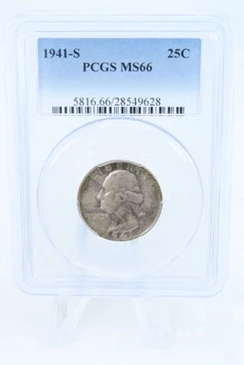 1941-S PCGS MS66 Washington Quarter Business Strike 25C Foto 1 de 2