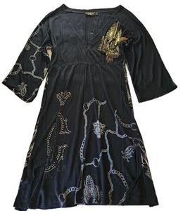 Christian Audigier Midi Dress Black Small - Picture 1 of 14