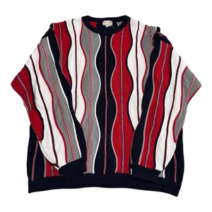 Delf Sweater 3D Knit Coogi Style Multicolor Acrylic Sweater Adult 2XL - Picture 1 of 7