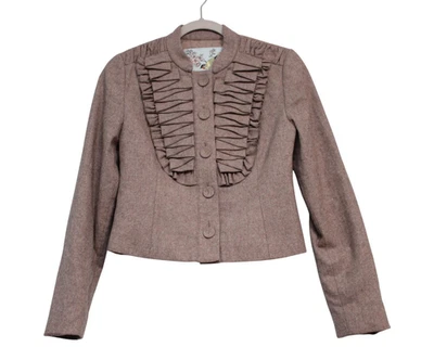 Chaqueta Blazer Anthropologie TABITHA Talla 4 Lana Plisada Preppy Oficina Ecuestre Foto 1 de 4