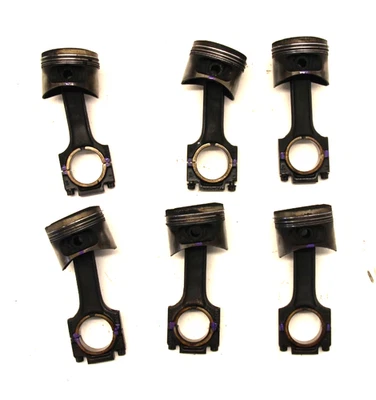 BMW OEM 1982-1987 M20 ETA E30 325E 528E 130mm CONNECTING ROD & PISTONS SET OF 6 - Image 1 of 4
