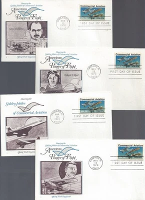 4 1976 Scott 1684 Commercial Aviation FDC's; 4 diff-Fleetwood cachets - Image 1 of 2