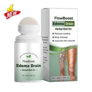 Flowboost Ödem Drain Kräuter Roll on reduziert Schwellungen verbessert Venenkrampfadern NEU - Bild 1 von 13