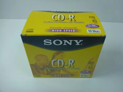 Disco multimedia de almacenamiento Sony CD-R paquete de 10 torre de husillo 700 MB 80 min alta velocidad nuevo Foto 1 de 4