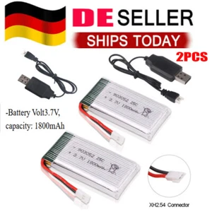 2PCS 3,7V 1800mah Lipo Akku 25C XH2.54 Stecker mit Ladekabel für RC Auto Drohne - Bild 1 von 9