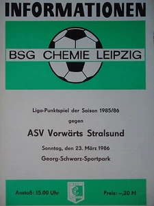 Programm DDR Liga 1985/86 BSG Chemie Leipzig - Vorwärts Stralsund - Picture 1 of 1