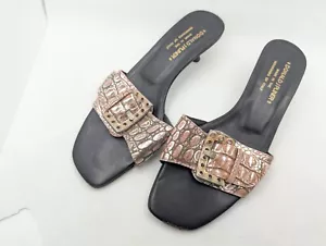Donald Pliner Größe 8 M Metallic Pantoletten Sandalen Mini Absatz Schuhe Made in Italy - Bild 1 von 15