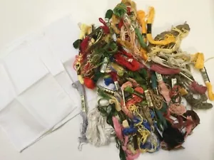 Big Lot of DMC Partially Used & Remnants Cotton Embroidery Floss and Aida Fabric - Picture 1 of 7