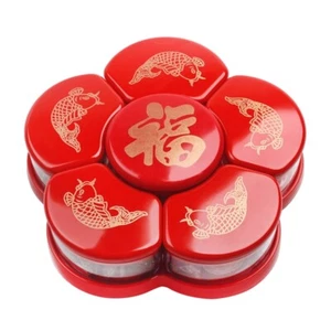 6 Compartment Fruit Plates Storage Tray for w/ Lid Cover Sugar Candy - Picture 1 of 8