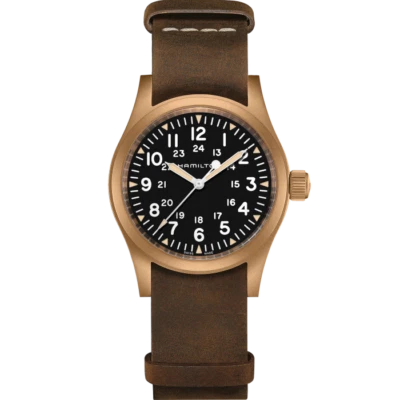 Hamilton Khaki Field Mechanical Bronze Black Dial LTHR Band Mens Watch H69459530 - Image 1 of 4