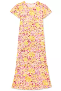 Women's Dress - Yellow Pink Printed Dress - Maxi Dress - XL - Jersey Cotton - Picture 1 of 4