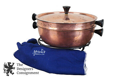 Double Stacked Copper Chafing Dish Food Warmer Boiling Pot Serving Cookware  • 39.95$