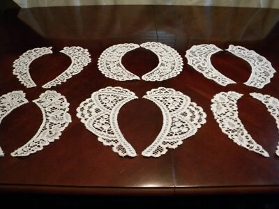NOS Victorian Style Open Lace Collar Clothing Dress Trim Lot of 6 Pair USA Made - Image 1 of 4