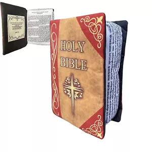 Holy Bible Pillow Book Plush, Opens To Reveal Bible Verses Openable Pillow Decor - Picture 1 of 9