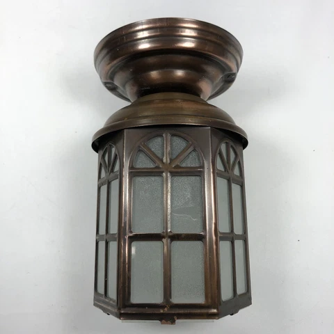 Vintage Copper 1940s Interior/Exterior Ceiling Light Fixture Cover