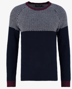 Pier One Strickpullover dunkelblau/burgundy Gr. XL - Bild 1 von 9
