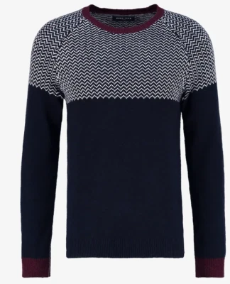 Pier One Strickpullover dunkelblau/burgundy Gr. XL - Bild 1 von 4