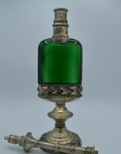 Handmade Moroccan Perfume Bottle Green Glass vintage collectable antique decor