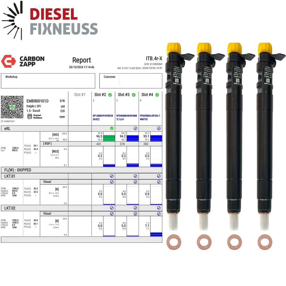 4xEinspritzdüse Injektor Ford Kuga Mondeo Focus 2,0 TDCI Peugeot Citroen 2,0 HDI - Bild 1 von 4