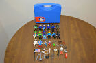 Vintage Playmobil Figures and Accessories Lot With Blue Carrying Case Geobra