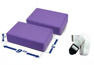 Juego de bloques de ejercicios de espuma de yoga (2 ladrillos) y correas de algodón natural - Imagen 1 de 5
