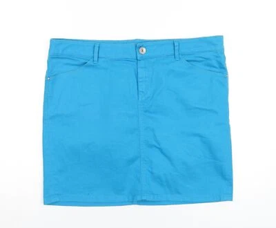 Mexx Womens Blue Cotton A-Line Skirt Size 41 in Zip - Изображение 1 из 4