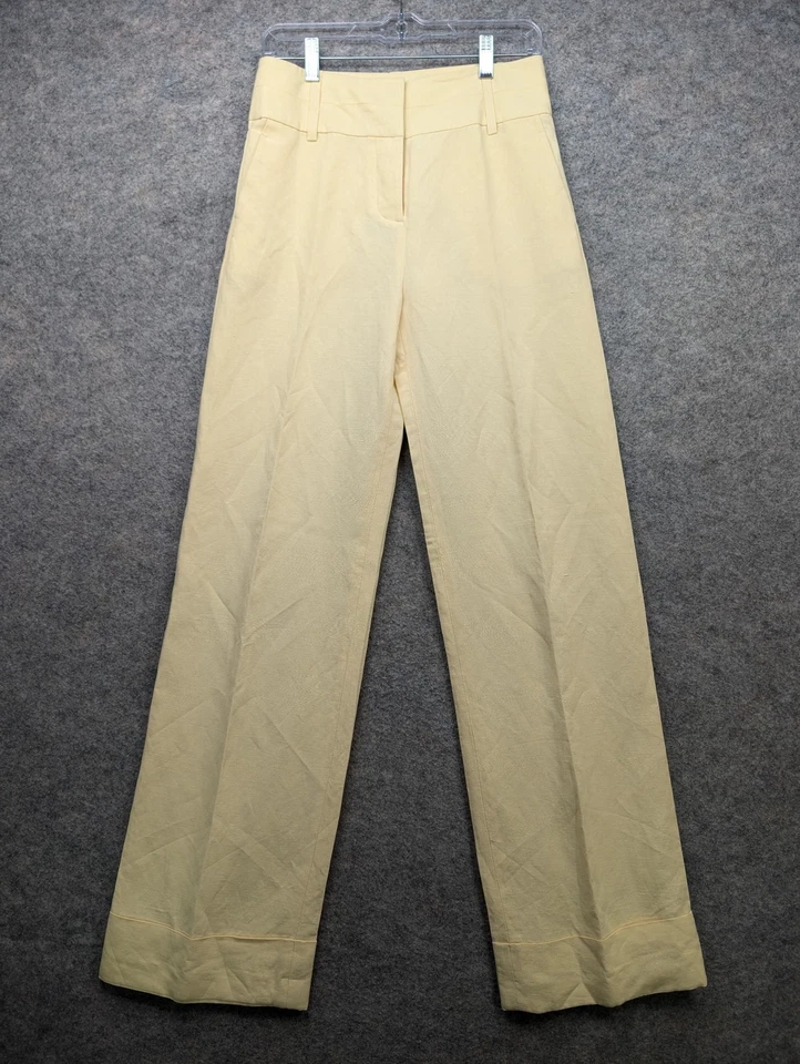 Body By Victoria Pants Womens 2 Yellow Button Fly Linen Blend High Rise Cuffed - Image 1 of 4