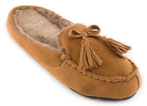 ISOTONER Women's Woodlands Microsuede Hoodback Moccasin Slippers with Tassel - Picture 1 of 4