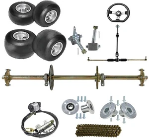 810mm Rear Axle kit 5" Slick Wheels Front Steering Assembly Racing Go kart Drift - Picture 1 of 12